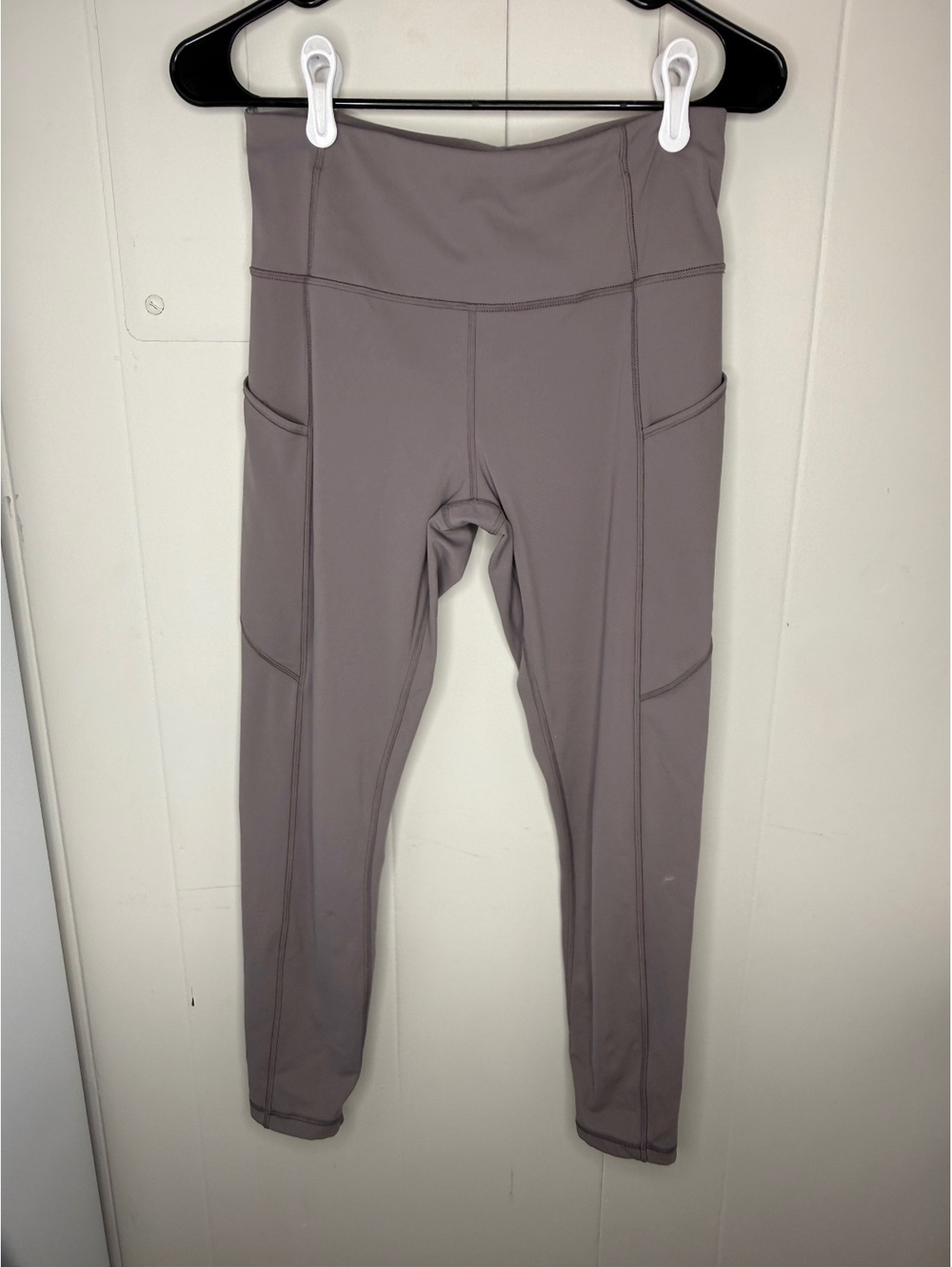 CRZ Yoga Women's High Waist Leggings with Side Pockets, Size M (8/10), Taupe
